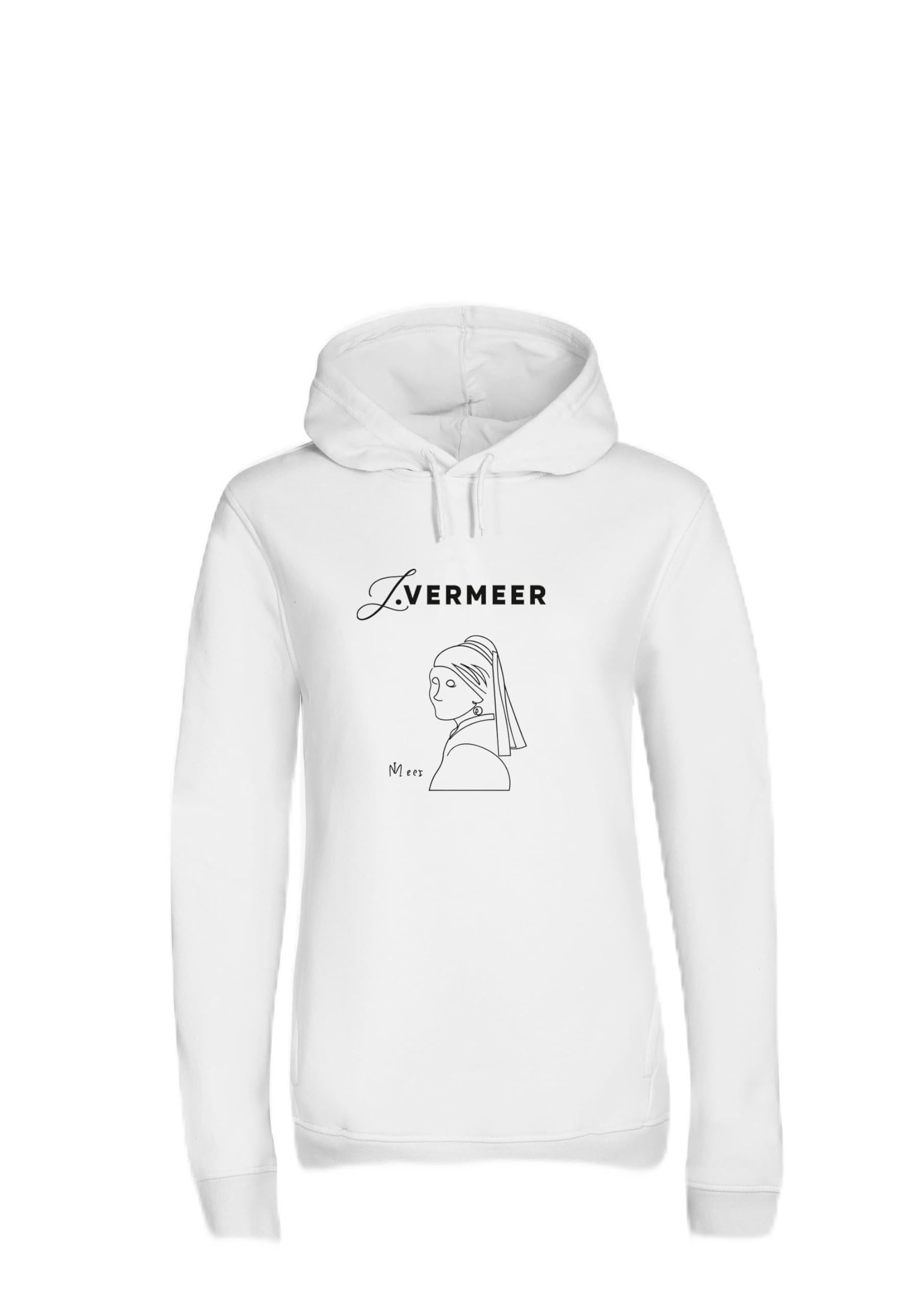 Damska bluza z kapturem Inspire z kolekcji Line Art Vermer B&W BCWW34B BW, biały, S