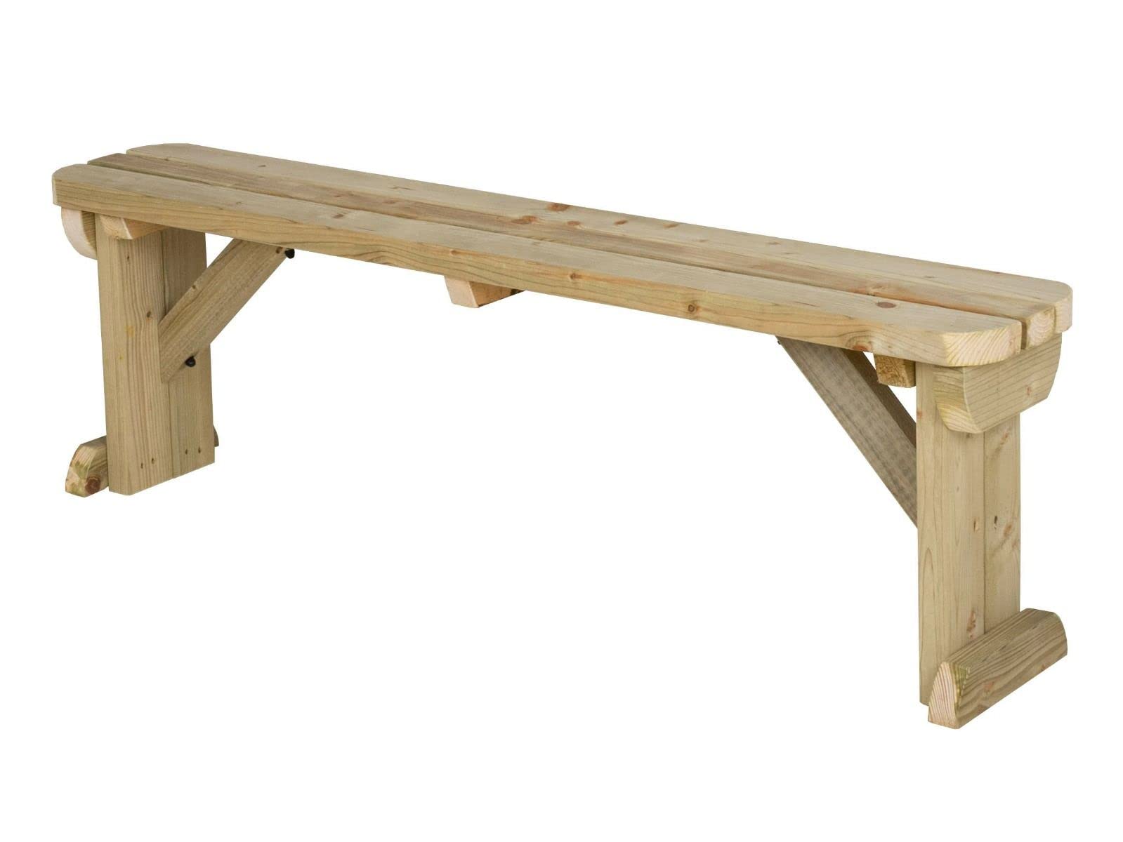 Arbor Garden Solutions 3 Seat Wooden fence bench, Hollies rounded garden seat furniture (5ft, Light Green (Natural))