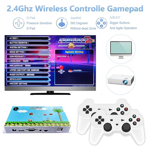 Regiisjoy 70S-AVI 30000 In 1 Pandora Game Box 70S Mini Arcade Stick Retro Game Console,Plug And Play,10+ Emulators,128G Tf Card,4K Hdmi Output,Dual 2.4G Wireless Controllers thumb #4