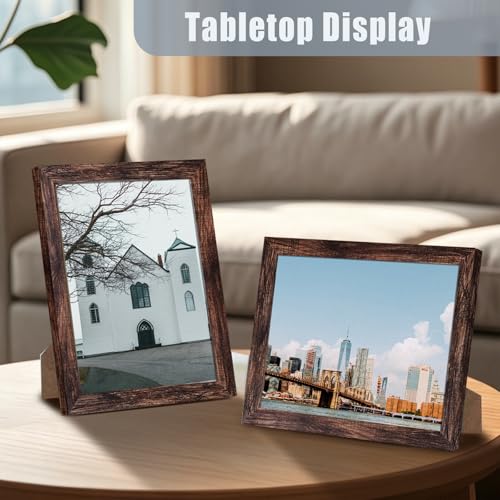 Image of LUCKYLIFE 4x6 Picture Frame Brown for Wall Mounting or Tabletop Display, 2 Pack