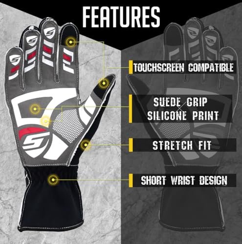 ＳＴＲＡＳＳＥ STRASSE Gen 2 Sim Racing Gloves (Black, M) — Suede Leather Palm with Silicone Grip Print, Outseam Stitching, Touchscreen Fingertips for Logitech G29/G923, Fanatec, Thrustmaster by ＳＴＲＡＳＳＥ - Used condition - Image 5