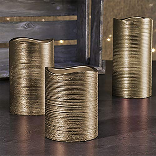 Preisvergleich Produktbild 3er Set LED-Wachs-Kerzen-Set Leuchten Wachs Flammenlos Gold