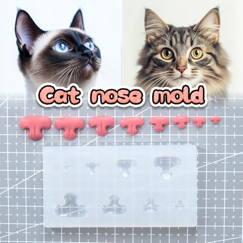 Image of Nuvretk 8 Cute Silicone Molds for Needle Felting - Cat Nose Shapes for Stuffed Animals, DIY Crafts, and Accessories (Triangle)