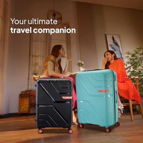 Image of American Tourister Upland Sport 79 CM Large Check-in Luggage, Polypropylene (PP) Hardside 8 Wheels Spinner Luggage with Combination Lock, Suitcase /Trolley Bag for Travel - Black