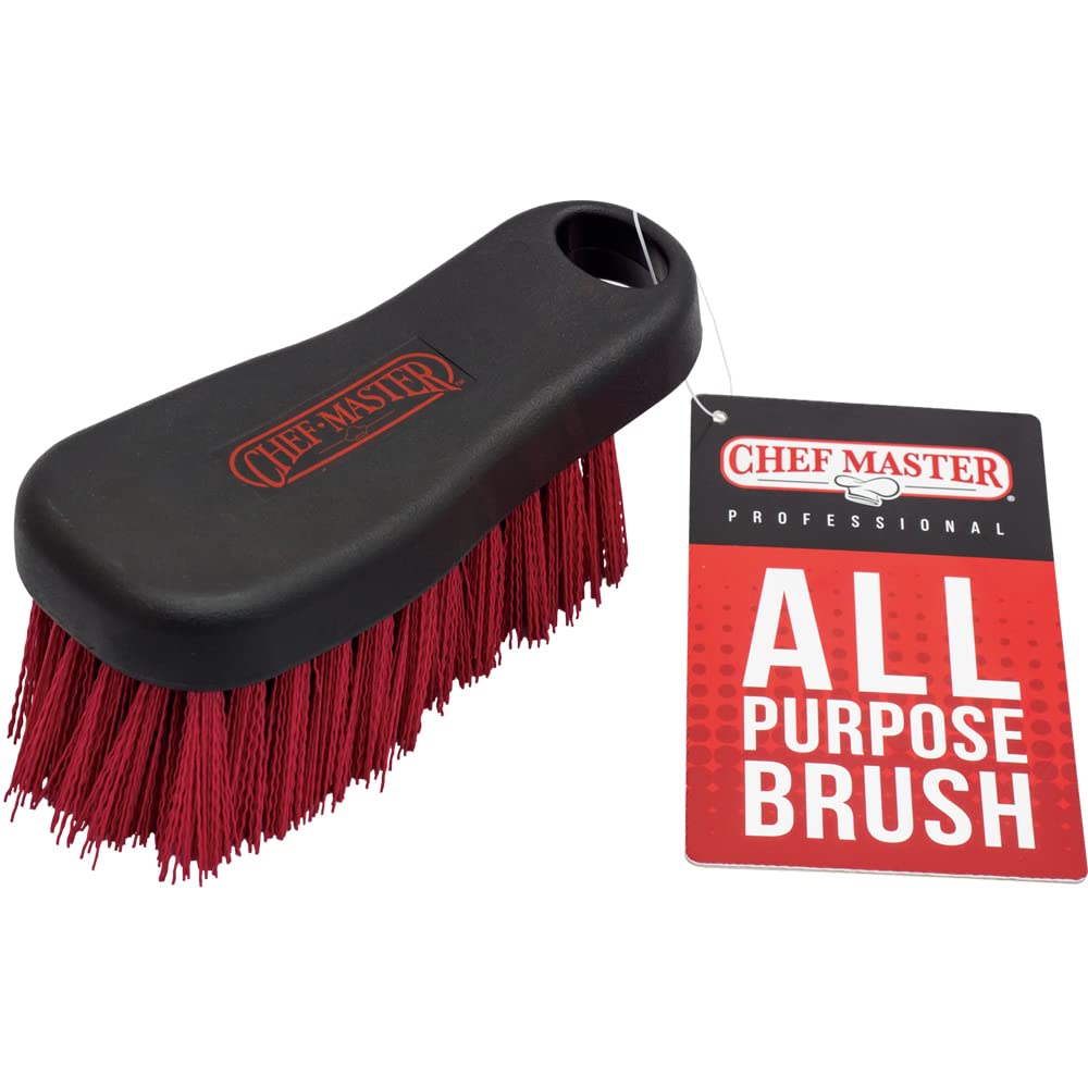 Chef-Master 90047 All Purpose Scrubbing Brush | Nylon Bristles | Essential Kitchen Scrubbing Brush | Use on Pots, Dishes, or Even Vegetables | Fits in Your Hand