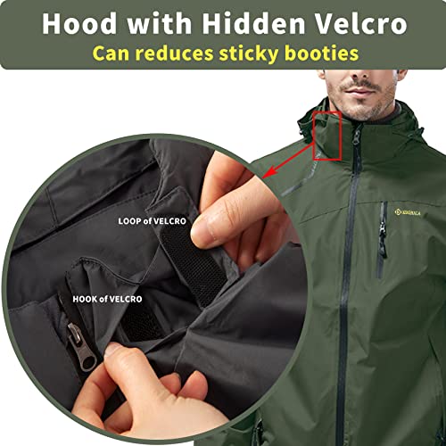 Kugnala M1898 Mens Lightweight Rain Jacket Waterproof Rain Coat Hooded Windproof Windbreaker Jackets thumb #2