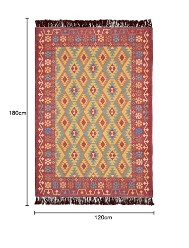 Image of Printed Rug Soft Floor Carpets with Anti Slip Backing for Living Room | Bedroom | Kids Room (Rust Multi, 4x6 Feet)