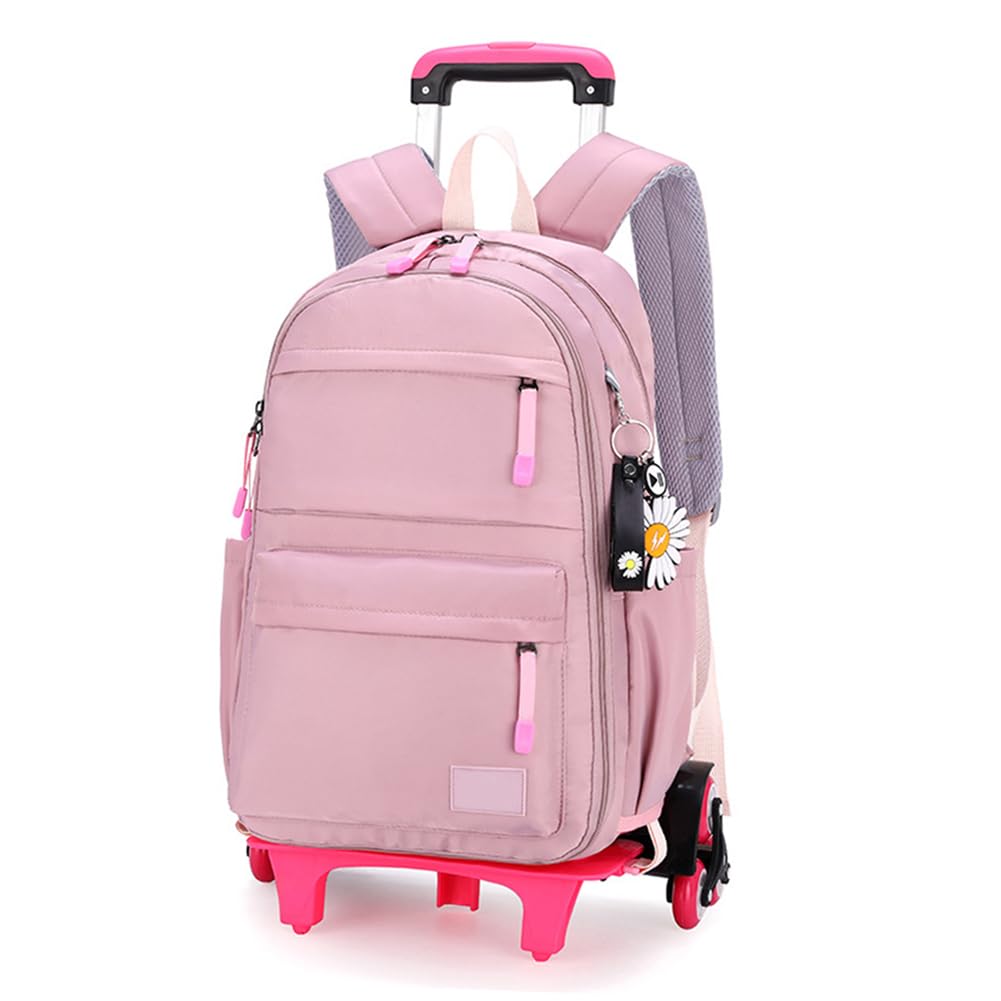 Zaini Trolley con 6 Ruote per Bambina, Zaino con Rotelle Elementari Staccabile per Scuola Viaggio, Viola