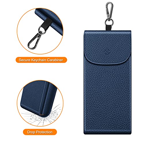 Image of FINTIE Double Glasses Case with Carabiner Hook, Portable Vegan Leather Eyeglass Case Anti-scratch Sunglasses Pouch