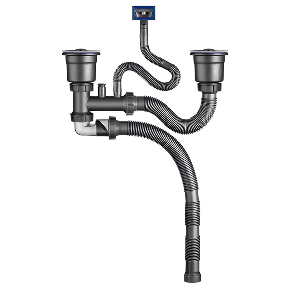 Ijsdnvjndx As Shown Double Sink Drain Pipe Expandable Flexible Trap For Double Kitchen Sink Retractable Deodorant Sewer Drainage Water Hose
