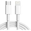 Cabo Carregador Turbo 2 metros Lightning Trançado De Nylon Branco Compatível com iPhone 14/13/12/11/XR/XS/8/7/SE/XR c Tecnologia PD Premium
