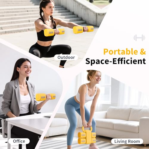 Image of Hezeyferg 2-in-1 Adjustable Dumbbells Set, 4 Levels Weight Dumbbells Set for Women Men, Each 2.2 /3.3 /4.4 /5.5lb Hand Weights with Kettlebell Form for Home Gym Exercise Training