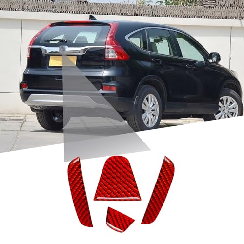 Image of Compatible with Rear Trunk Insert Cover Trim Carbon Fiber Rear Tailgate Emblem Badge Decoration Sticker for Honda CRV 2012 2013 2014 2015 2016 2017 (4Pcs Red)
