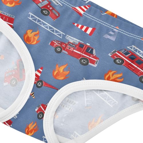 Wusikd Fire Trucks Traffic Cones Girls' Underwear Cotton Blue Girls Briefs Soft Toddler Underwear 2T4