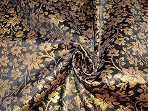 Tissu jacquard brocart 111,8 cm de large ~ BRO837 Disponible en trois modèles Noir X Or métallique