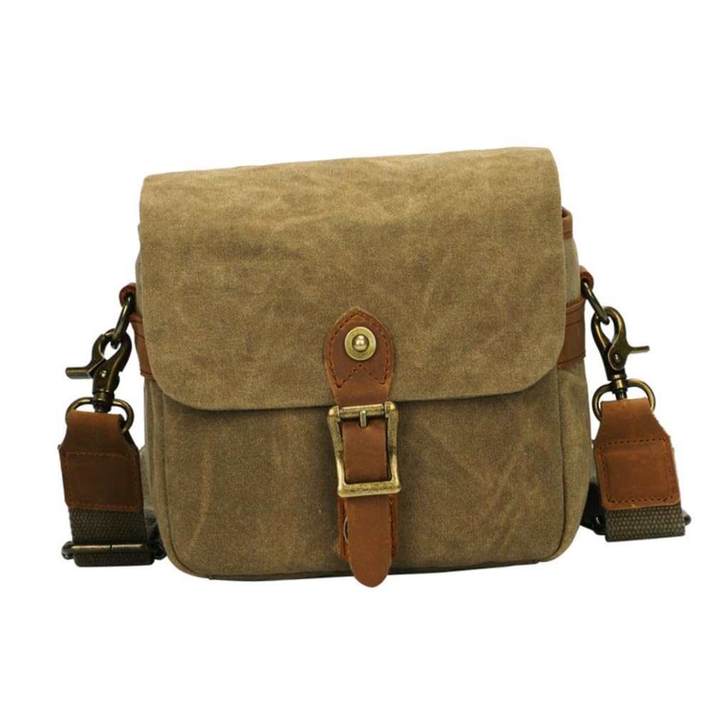 Bolsa para Cámara de Lona Caqui, Ligera y Portátil Cordón | Protección para Equipo Fotográfico, Formato de Viaje, Estilo Bandolera Asa Ajustable