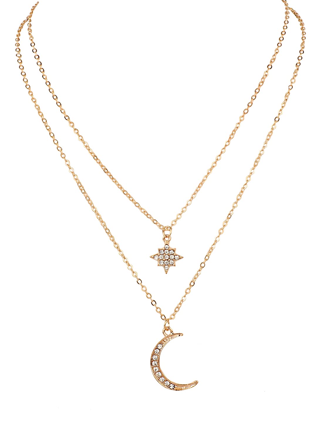 Vembley Gold Plated layered Moon Pendant Necklace for Women (B09S7LNLWB) Amazon Price History, Amazon Price Tracker