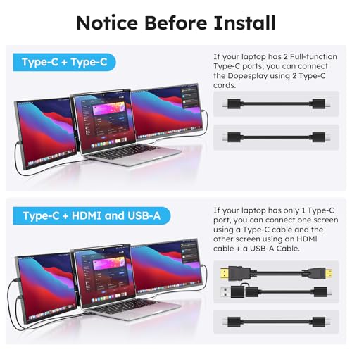 Image of Dopesplay 15.6 inch Screen Extender for Laptop, FHD 1080P IPS Portable Monitor for Laptops, Triple Dual Laptop Extended Monitor Compatible with Windows, Mac, Android, Chrome 13-17 Inch Laptops