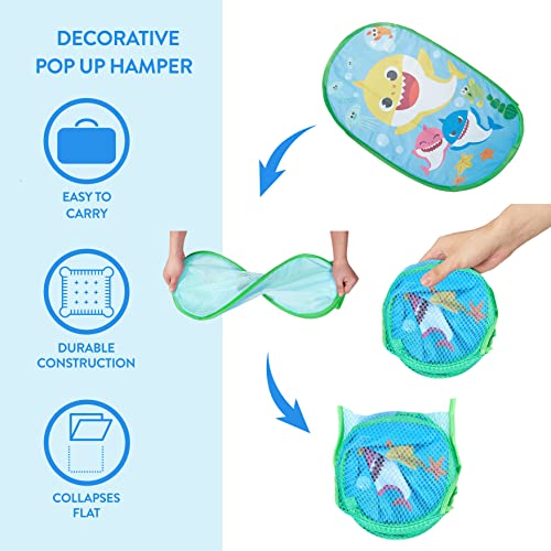 Image of Baby Shark Pop-Up Hamper,Kids Laundry Storage Bin with Durable Carry Handles, 21 inch x 13.5 inch x 13.5 inch Collapsible Organizer