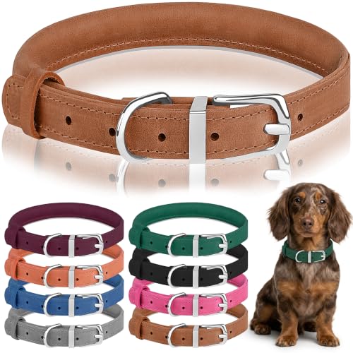 OOPSDOGGY Reflective Rolled Leather Collar
