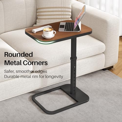 Image of Kitstorack Upgraded TV Tray Table with Panel Lock, 90 Flip-Over Design & Adjustable Height, Sofa Arm Side Table for Eating, Laptop, Couch, Bed, or Small Spaces, Espresso