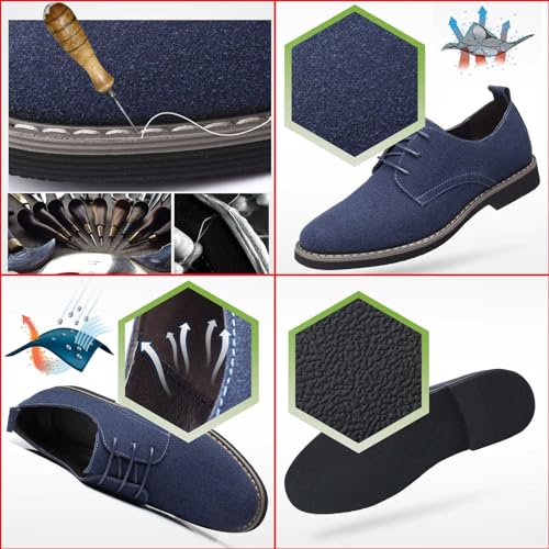 Men's Suede Dress Oxfords Shoes Fashion Hand Stitched Round-Toe Lace up Low Top Nubuck Leather Casual Shoes Classic Business Formal Derby Shoes2