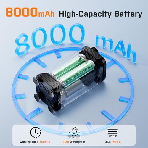 Ducha portátil para camping, bomba recargable de 8000mAh con pantalla LED inteligente y cabezal filtrado para uso en exteriores miniatura 3