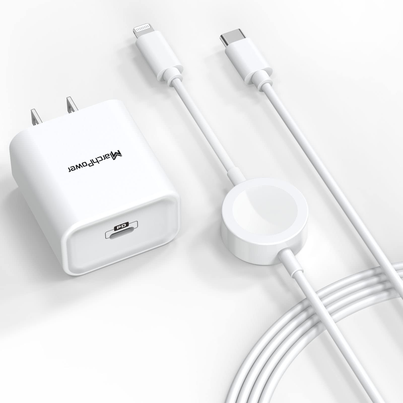 USB C Charger Combo for iWatch and iPhone, 6FT Magnetic Fast Charging Cable Cord with 20W PD Type-C Wall Plug Block MFi Certified Compatible with Apple Watch 8/7/6/SE/5/4/3/2/1 iPhone 14 13 12 11