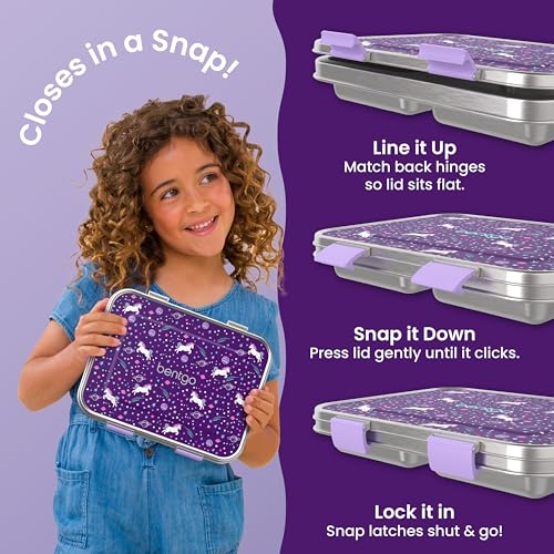 Image of Bentgo Kids Prints Stainless Steel Leak-Resistant 3-Compartment Lunch Box