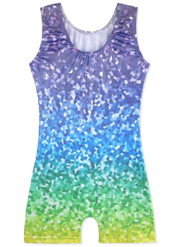 Image of HOZIY Gymnastics Leotards for Girls with Shorts Toddlers Biketards Rainbow Unicorn Dinosaur Mermaid Leopard Flower Galaxy
