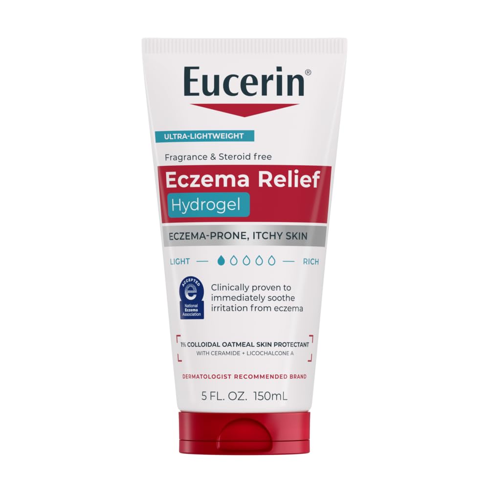 Eczema Relief Hydrogel for Dry, Itchy, Eczema-Prone Skin, Fragrance Free and Steroid Free Body Moisturizer for Dry Skin, 5 Fl Oz Tube