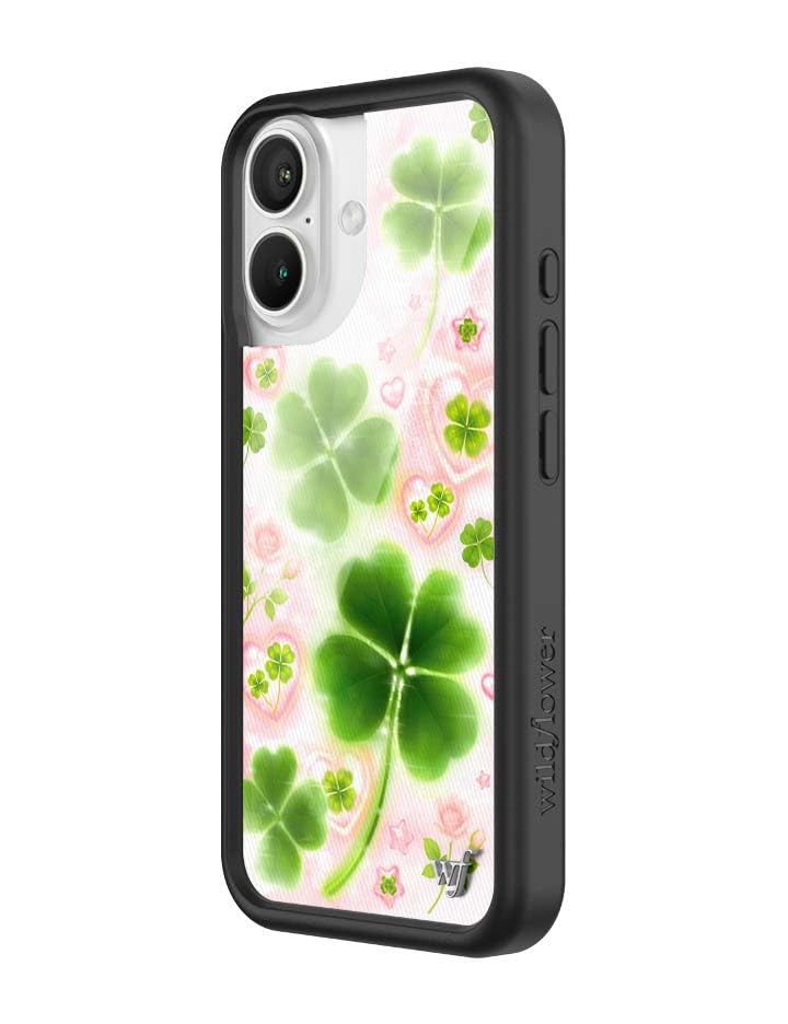 Image of Wildflower Cases - Compatible with iPhone 16 | Protective Black Bumper, 4ft Drop TeSaint Certified, Women Owned Small Business | Saint Patty's Green Clover Cute Trending | Miss Lucky