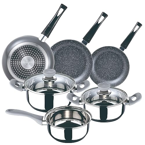 Juego de bateria de cocina 5pc 'alexia' + set 3 sartenes (16/20/24cm) en aluminio prensado