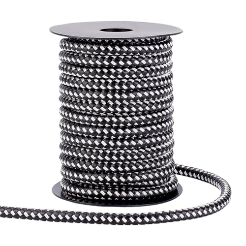 PH PandaHall 10.94 Yards Round Braided Imitation Leather Cord, 8mm Rope Leather String for Jewellery Making Bolo Tie Necklace Shoelace Bag Hat Strap Knitting Braiding, Black & White