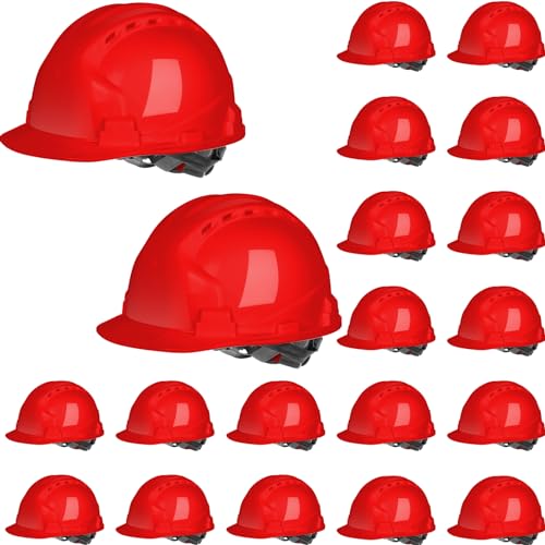 Image of Leumoi 20 Pack Hard Hat Bulk 4-Point ABS Safety Helmets Adjustable