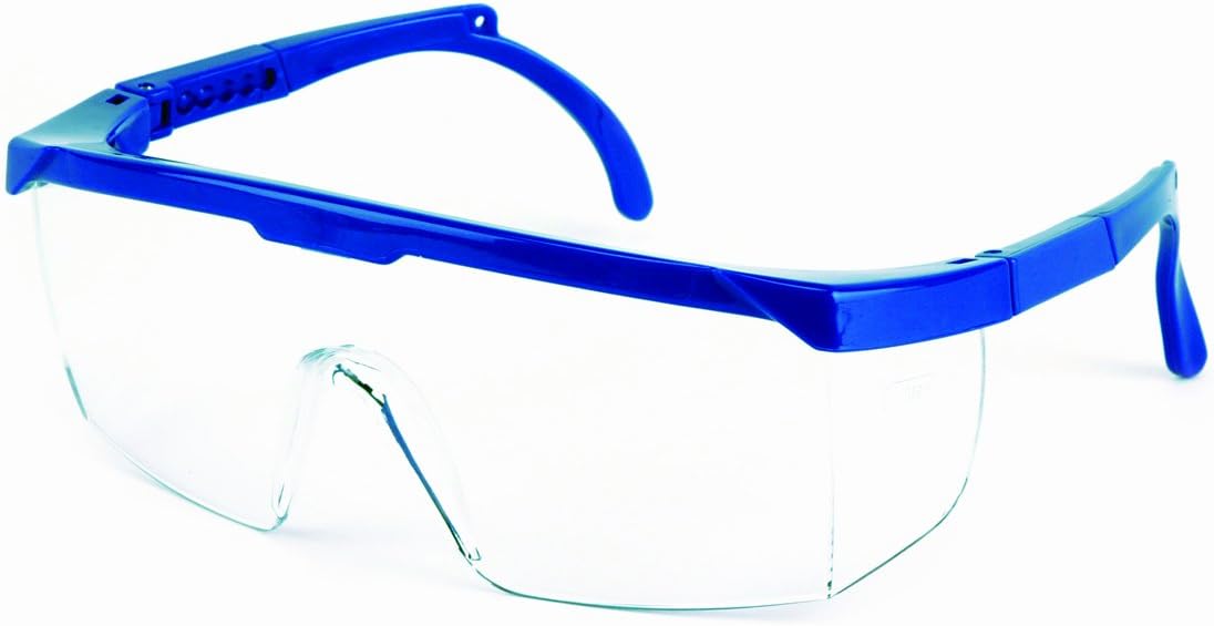 Sellstrom Lightweight, Scratch Resistant Protective Eyewear Safety Glasses with Adjustable Temples, Clear Lens, Small Blue Frame (Pack of 12), S73802