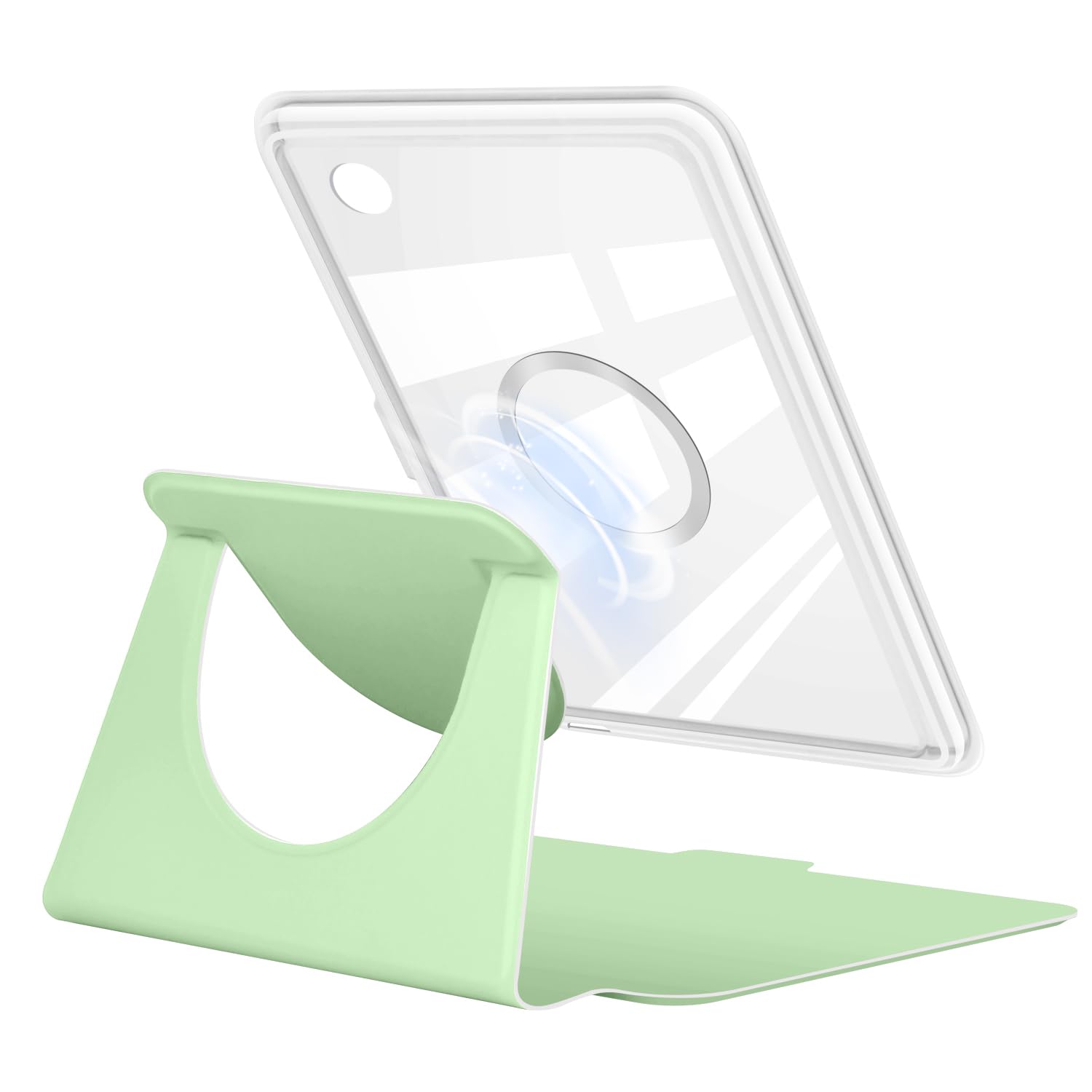 YoungMe Custodia girevole a 360 gradi per Kobo Clara BW 2024 da 6, design magnetico staccabile, supporto regolabile, retro trasparente, con funzione di accensione e spegnimento automatico (rosa