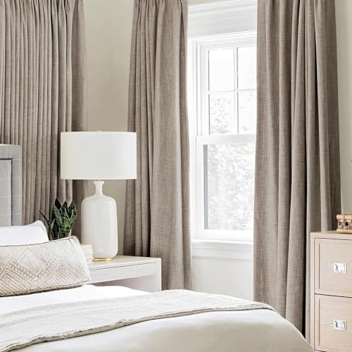 Image of MIULEE 100% Blackout Linen Curtains for Bedroom 52x45 Inches Linen | Room Darkening, Light Blocking, Thermal Insulated, Grommet Top, Linen Textured, Window Curtains for Living Room, 2 Panels