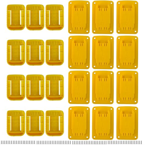 Wallignix 24 Pack Tool Battery Packs Mount Bracket 12 PCS Tool Drill Holder Compatible with Dewalt 20V/60V and For Red 18V tool+12 PCS Battery Packs Holders for 20V-60V with Screws