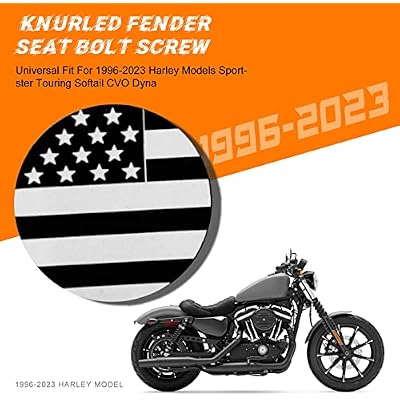 Black Stainless Knurled Fender Rear Seat Bolts Screw American Flag Pattern Grade 1/4-20 Thread Quick Mount Compatible with Harley Touring Softail Dyna Sportster CVO Fatbob 1996-2025