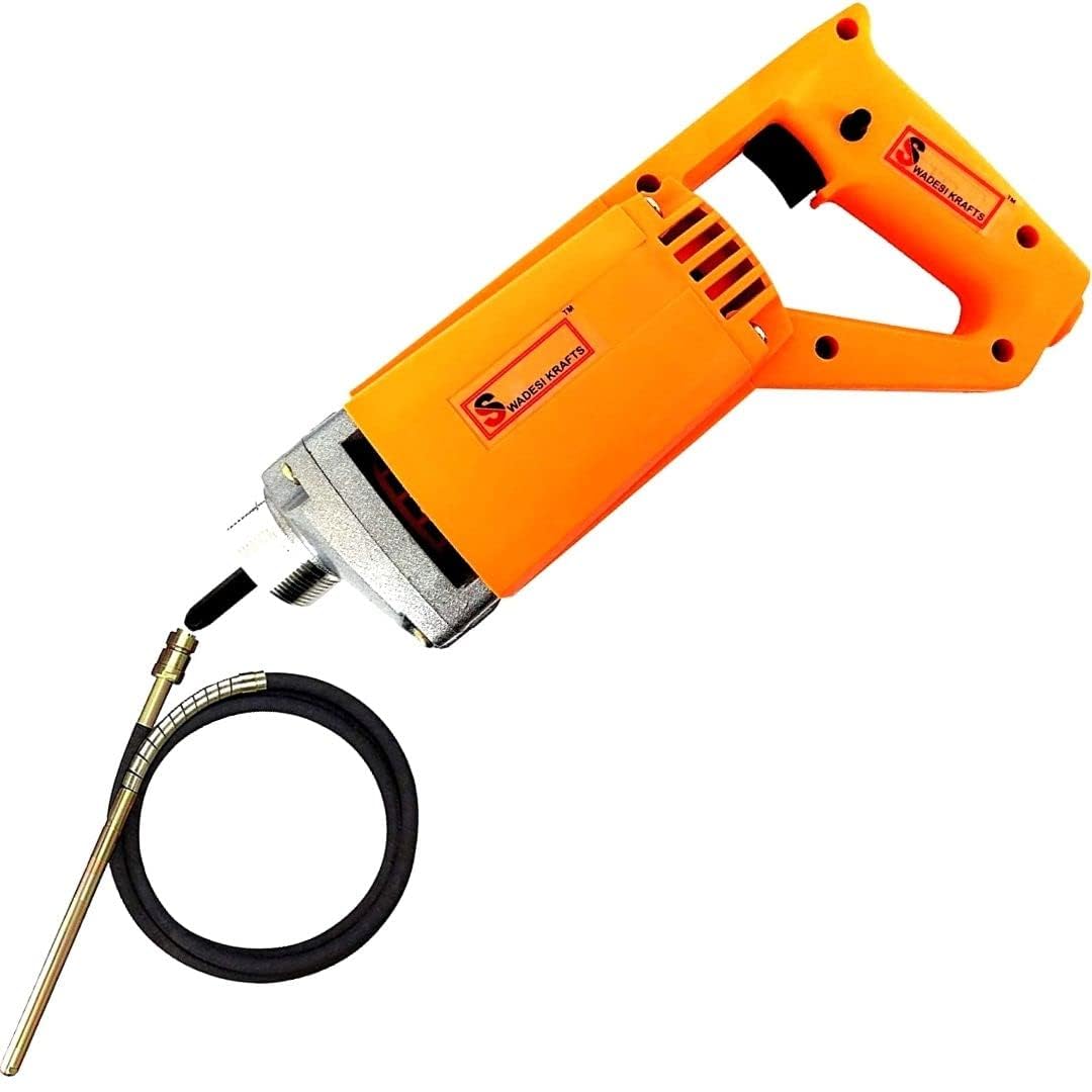 SWADESI KRAFTS Concrete Vibration Machine removes lanter's trapped air Construction Tools for Labour, Copper Winded Motor with a Wire Braided Needle for Vibration