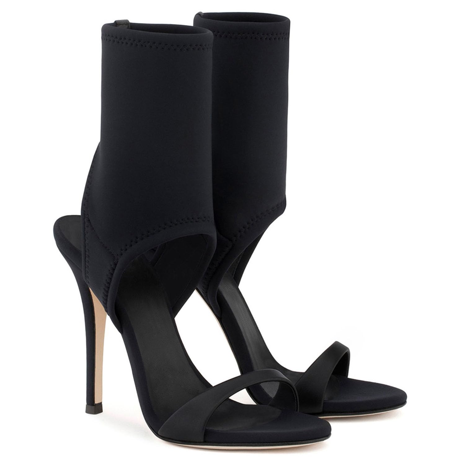 Scarpe da donna in camoscio elastico a spillo con tacchi alti Slingback High Top Sandali Peep Toe Ankle Bootie per discoteca