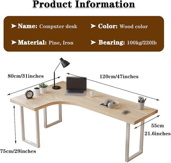 L Shaped Desk Corner Desks for Bedrooms L-Shaped Computer Desk, Gaming Corner Writing Table, Large Corner PC Laptop Study Table, Workstation for Home Office