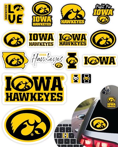 Image of Iowa Hawkeyes Stickers Decals Car Vinyl Water Bottle University Gifts 14 Pc