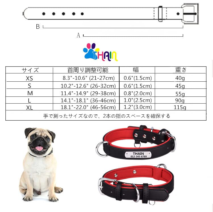 Amazon | THAIN 首輪 名入れ 革製 犬 首輪 迷子札 レザー彫刻