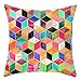 Hoisy Poszewki na poduszki, poszewki na poduszki, poszewki na poduszki, geometryczny, żółty, cyjan, czarny, rozmiar 45 x 45 cm