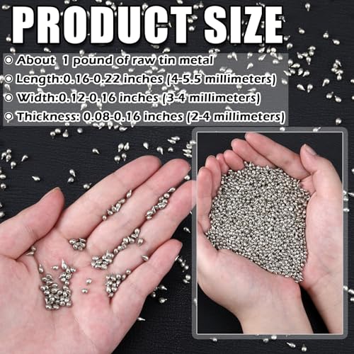 Tandefio CLO-TANDEFIO-1365 1 Pound Tin Shot Tin Sn Metal, Pure Tin 99.9+% Raw Tin Metal thumb #1
