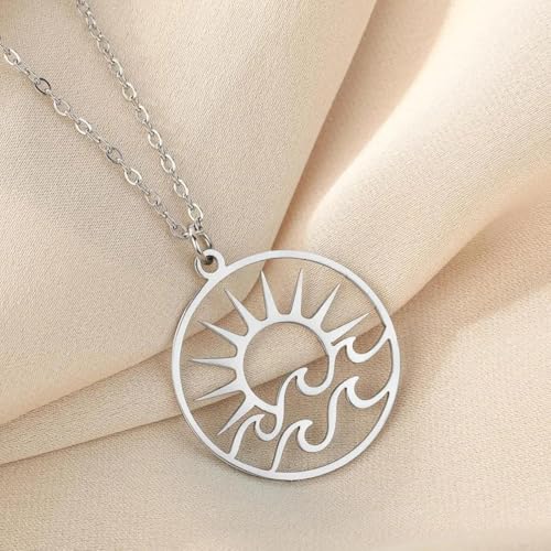 Regalo de cumpleaños para Amantes: Conjunto de Collar de Sol y Olas Calado Romántico 2