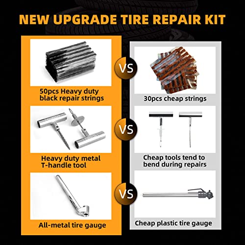 82PCS Tire Repair Kit, Professional Heavy Duty Tire Plug