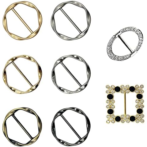 DLAND 8 hebillas de ajuste redondas y cuadradas con diamantes Cover